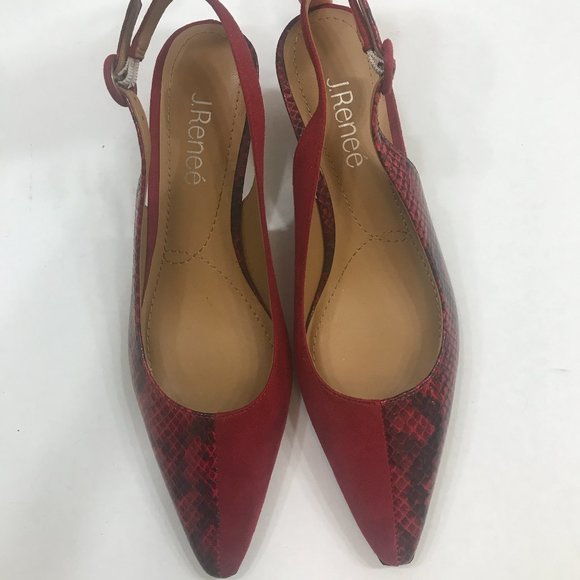 J.Renee’ Snake Print & Suede Fabric Low Pointy Sling Back - Picture 2 of 7